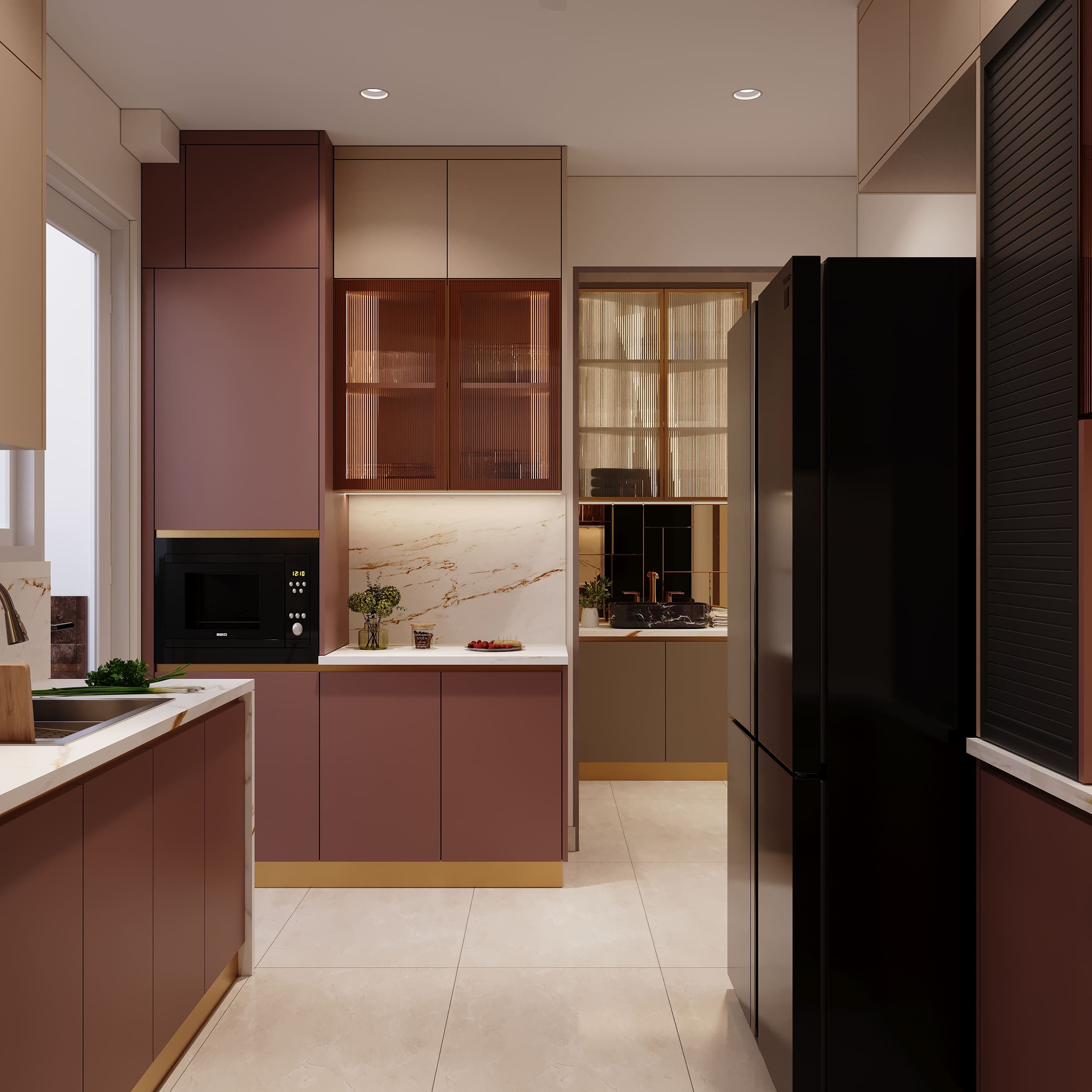 Warm Neutrals, Brass Accents and Carved Detail — image 13