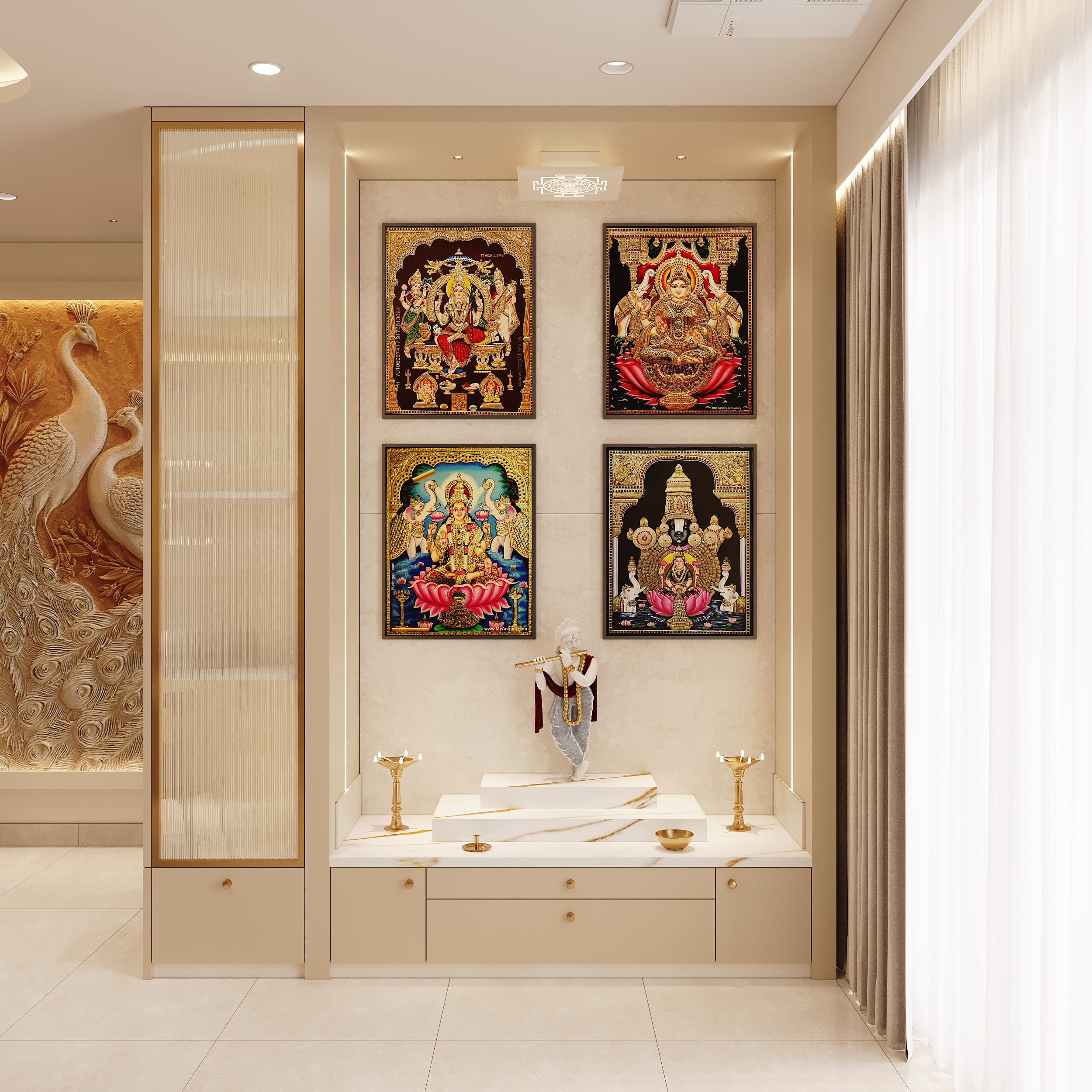 Warm Neutrals, Brass Accents and Carved Detail — image 9